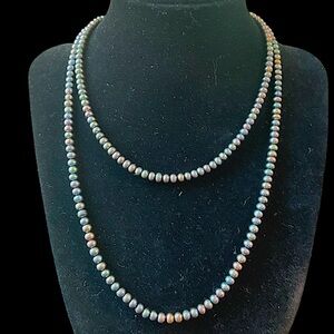 14k Gold Black Pearl Vintage Estate Necklace Opera Length